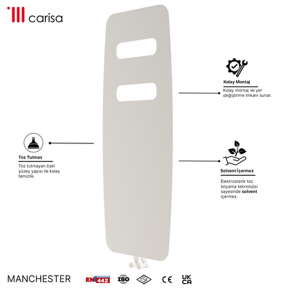 Alt Tag: Carisa Manchester Radiateur Design Mince en Acier Vertical Design Moderne Blanc, radiateur vertical blanc moderne en acier, design mince