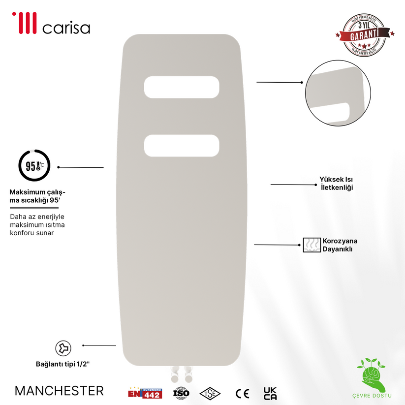 Alt Tag: Carisa Manchester Radiateur Design Mince en Acier Vertical Design Moderne Blanc, radiateur vertical mince en acier blanc moderne, garantie 3 ans