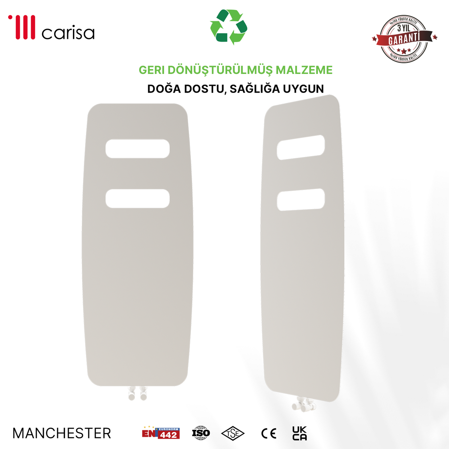 Carisa Manchester Radiateur Design Mince en Acier Vertical Design Moderne Blanc, radiateur vertical blanc moderne en acier, matériau recyclé