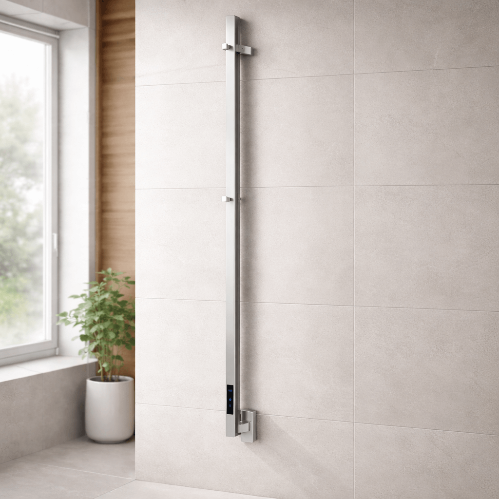 sèche-serviettes Carisa Maxim électrique en inox miroir poli, radiateur sèche-serviette mural design pour salle de bain