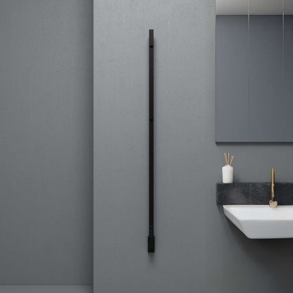 sèche-serviettes Carisa Maxim électrique en inox noir mat, design vertical minimaliste pour salle de bain moderne