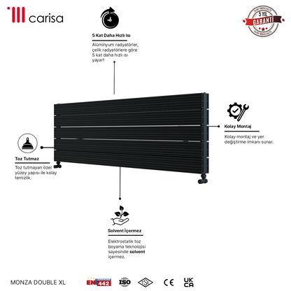 Carisa Monza Double Xl Radiateur en Aluminium Horizontal Design Moderne Anthracite