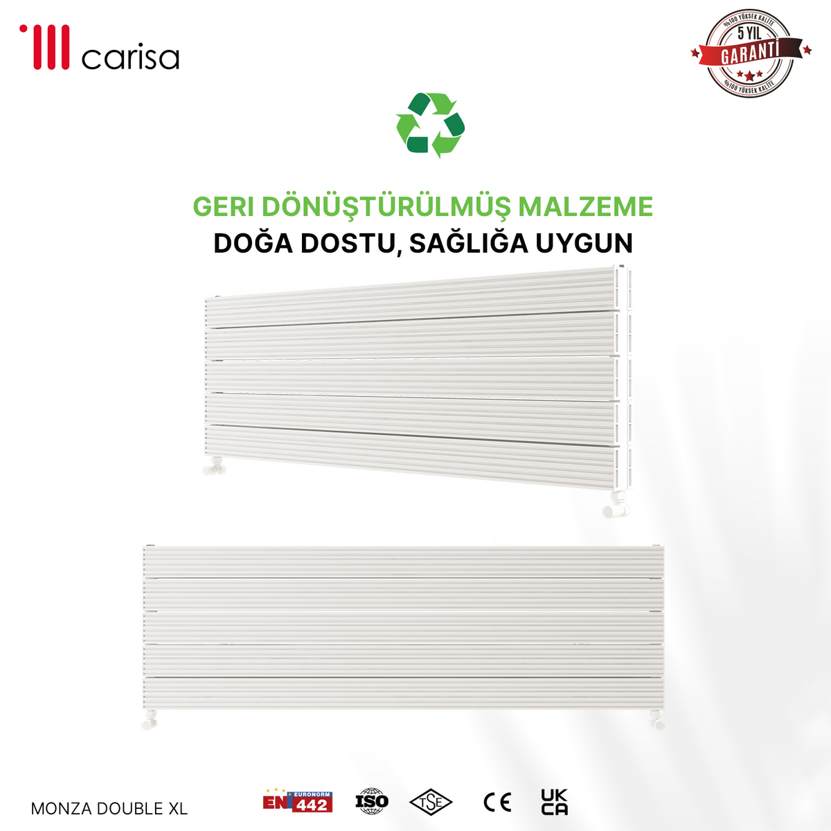 Carisa Monza Double Xl Radiateur en Aluminium Horizontal Design Moderne Blanc