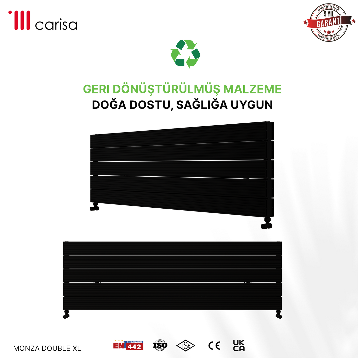 Carisa Monza Double Xl Radiateur en Aluminium Horizontal Design Moderne Noir