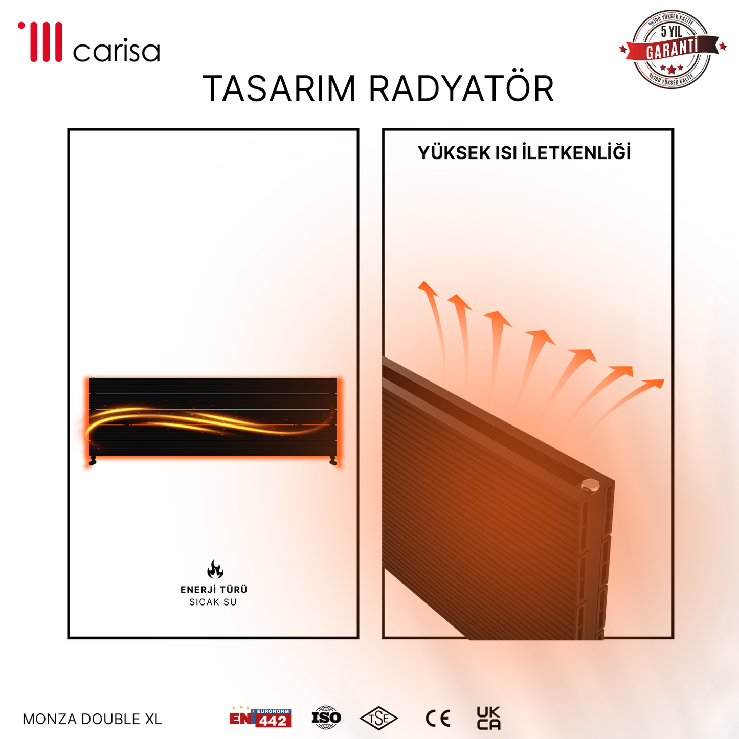 Carisa Monza Double Xl Radiateur en Aluminium Horizontal Design Moderne Noir
