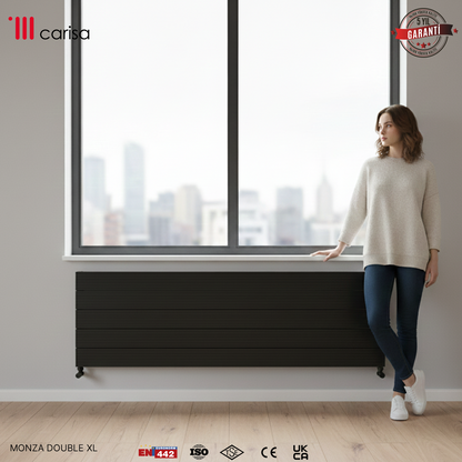Carisa Monza Double Xl Radiateur en Aluminium Horizontal Design Moderne Noir