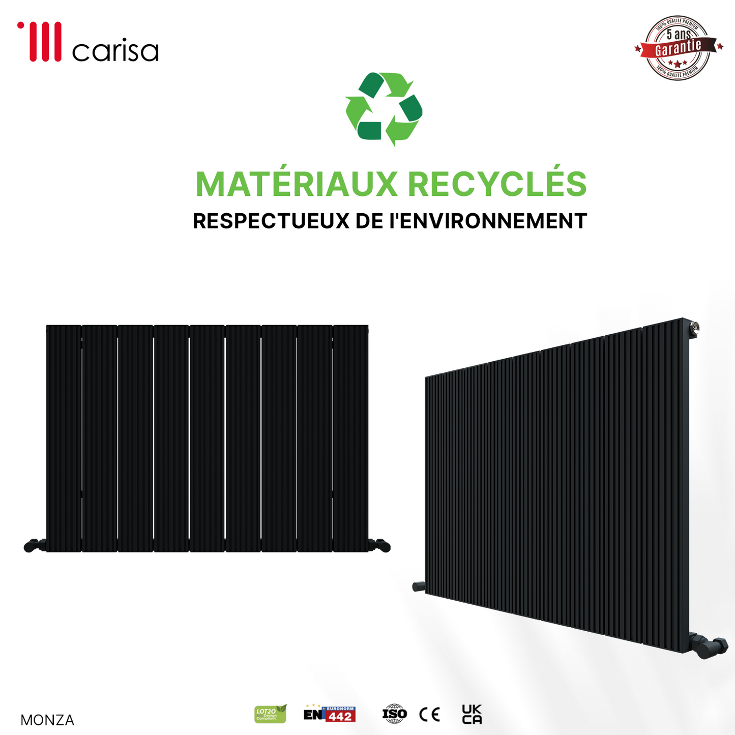 Carisa Monza Radiateur en Aluminium Horizontal Design Moderne Anthracite HB Milieu
