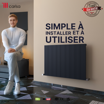 Carisa Monza Radiateur en Aluminium Horizontal Design Moderne Anthracite HB Milieu
