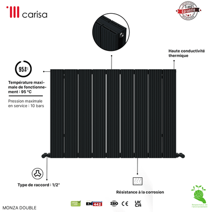 Carisa Monza Radiateur en Aluminium Horizontal Design Moderne Anthracite