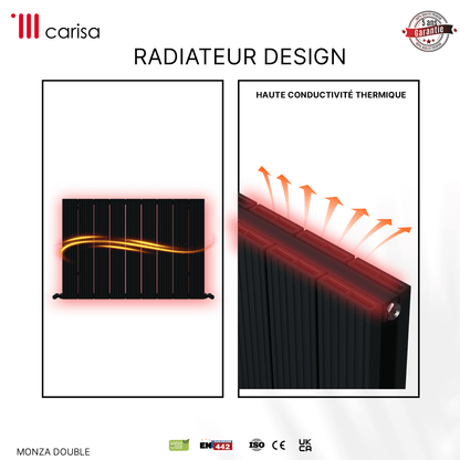 Carisa Monza Radiateur en Aluminium Horizontal Design Moderne Anthracite
