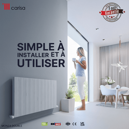 Carisa Monza Radiateur en Aluminium Horizontal Design Moderne Blanc