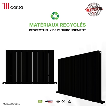 Carisa Monza Radiateur en Aluminium Horizontal Design Moderne Noir