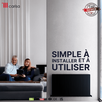 Carisa Monza Radiateur en Aluminium Horizontal Design Moderne Noir