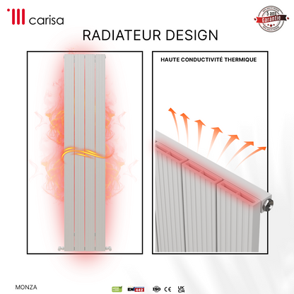 Carisa Monza Radiateur en Aluminium Vertical Design Moderne Anodisé Polisaj