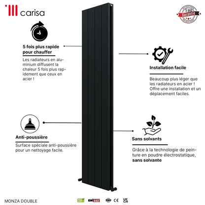 Carisa Monza Radiateur en Aluminium Vertical Design Moderne Anthracite