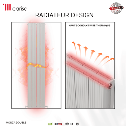 Carisa Monza Radiateur en Aluminium Vertical Design Moderne Blanc