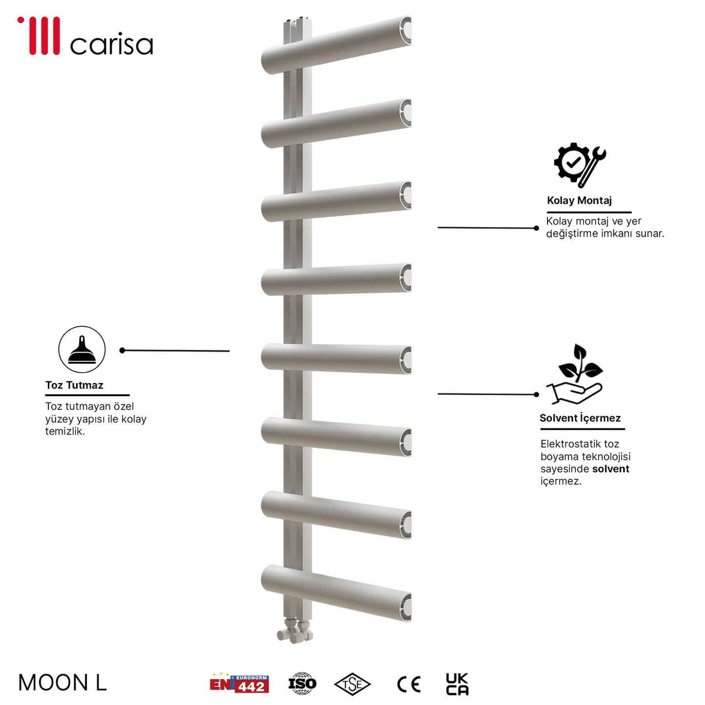 Carisa Moon L Sèche-Serviettes en Aluminium Design Moderne Blanc