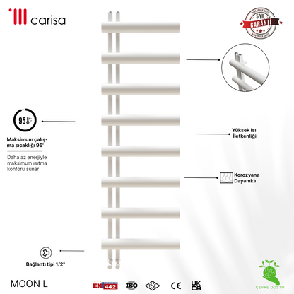 Carisa Moon L Sèche-Serviettes en Aluminium Design Moderne Blanc