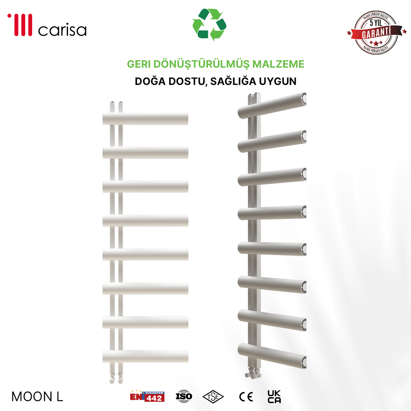 Carisa Moon L Sèche-Serviettes en Aluminium Design Moderne Blanc