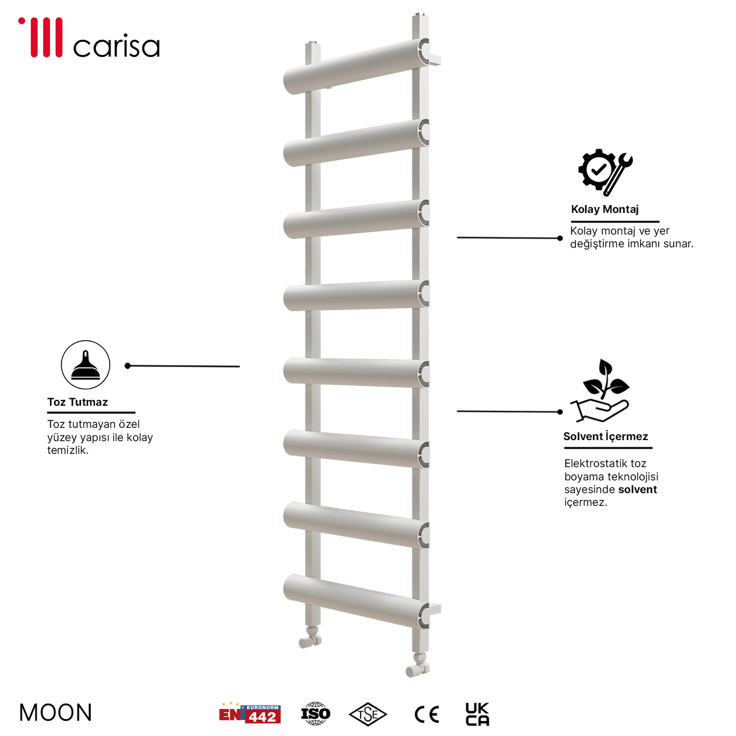 Carisa Moon Sèche-Serviettes en Aluminium Design Moderne Blanc