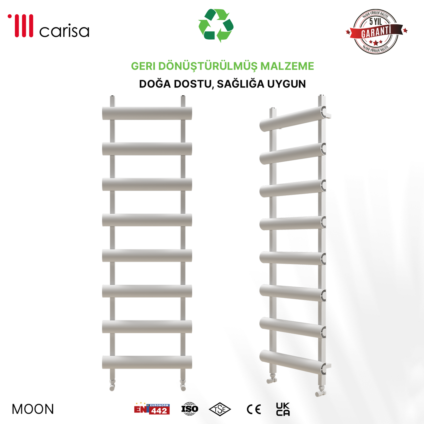 Carisa Moon Sèche-Serviettes en Aluminium Design Moderne Blanc