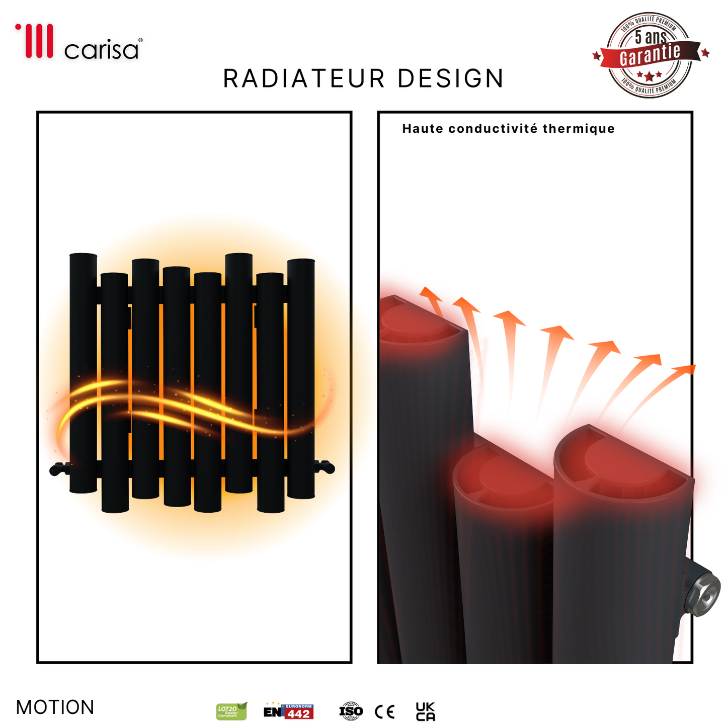 Carisa Motion Radiateur en Aluminium Horizontal Design Moderne Anthracite