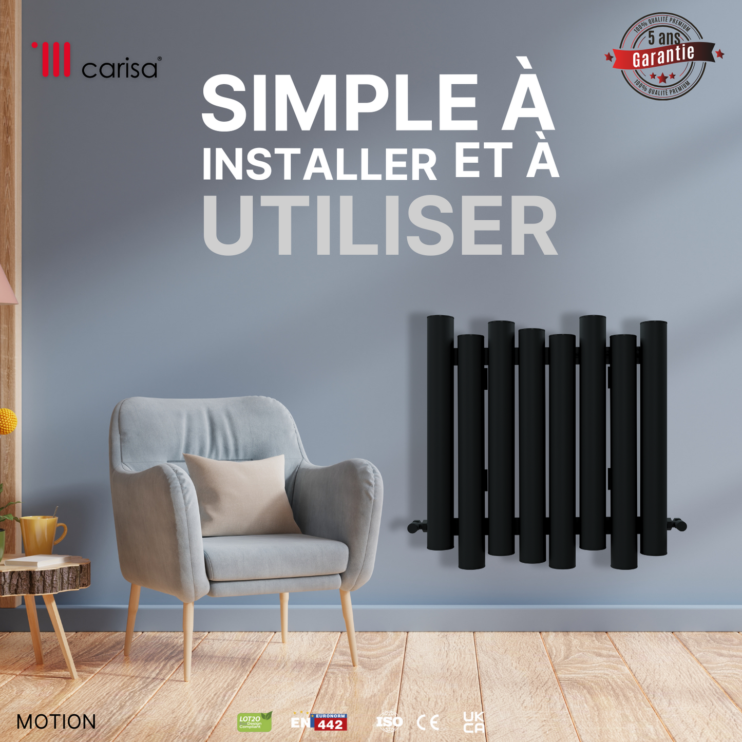 Carisa Motion Radiateur en Aluminium Horizontal Design Moderne Anthracite