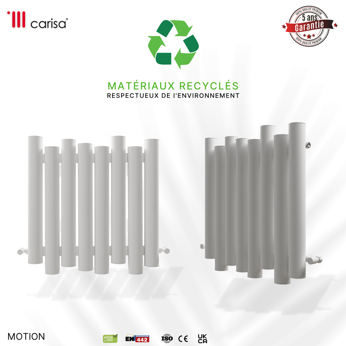 Carisa Motion Radiateur en Aluminium Horizontal Design Moderne Blanc