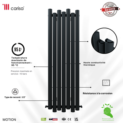 Carisa Motion Radiateur en Aluminium Horizontal Design Moderne Gris foncé