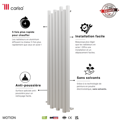 Carisa Motion Radiateur en Aluminium Vertical Design Moderne Blanc