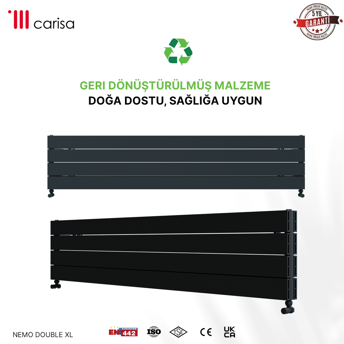 Carisa Nemo Double Xl Radiateur en Aluminium Horizontal Design Moderne Anthracite