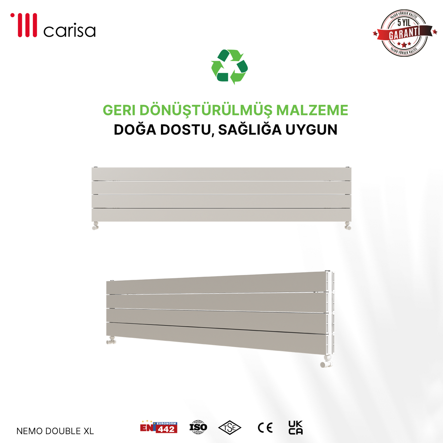 Carisa Nemo Double Xl Radiateur en Aluminium Horizontal Design Moderne Blanc