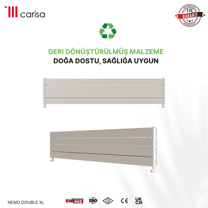 Carisa Nemo Double Xl Radiateur en Aluminium Horizontal Design Moderne Blanc