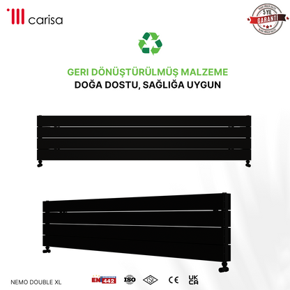 Carisa Nemo Double Xl Radiateur en Aluminium Horizontal Design Moderne Noir