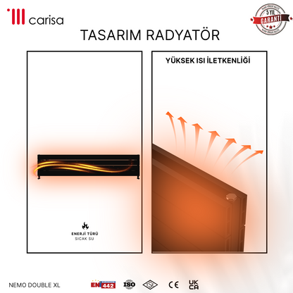 Carisa Nemo Double Xl Radiateur en Aluminium Horizontal Design Moderne Noir