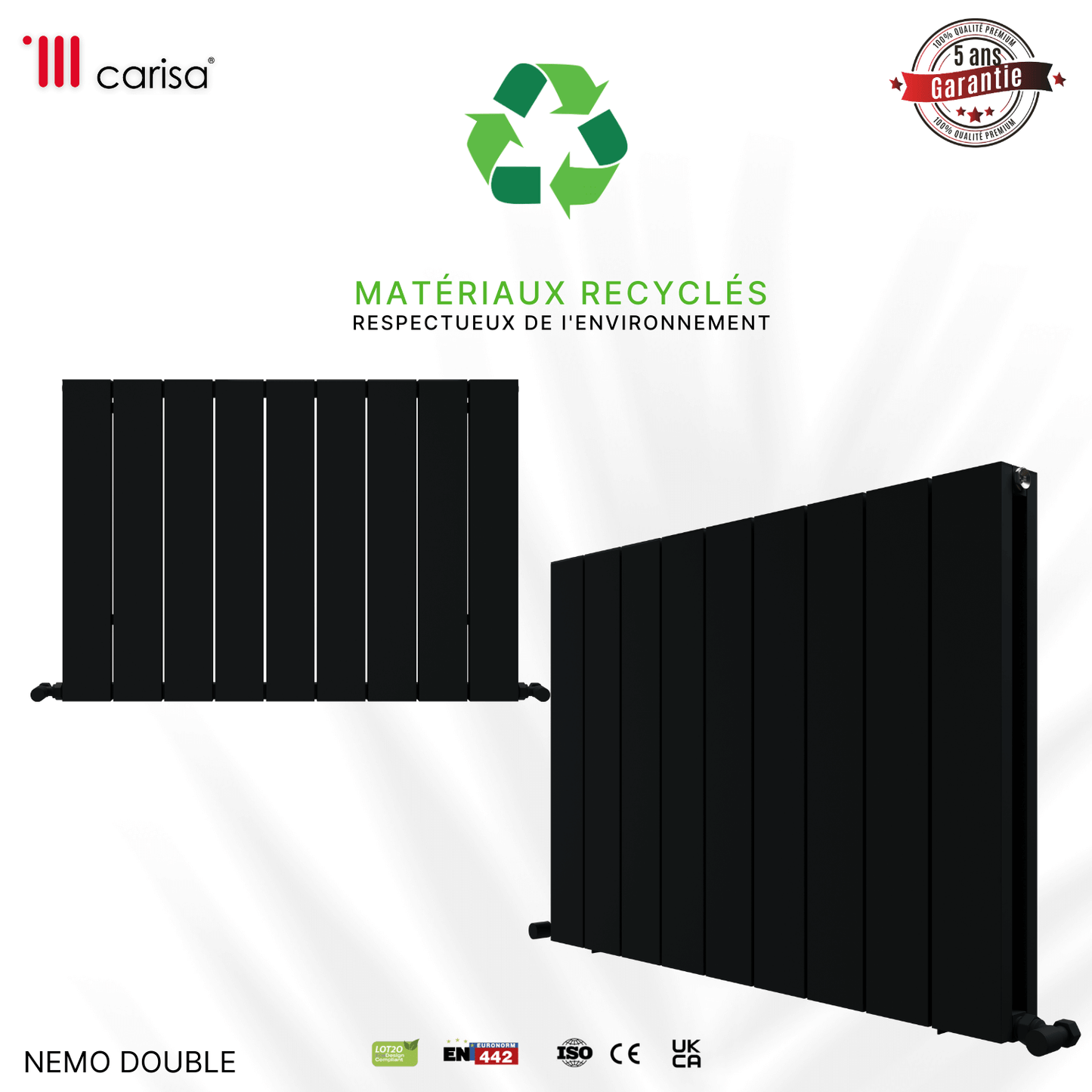 Carisa Nemo Radiateur en Aluminium Horizontal Design Moderne Anthracite