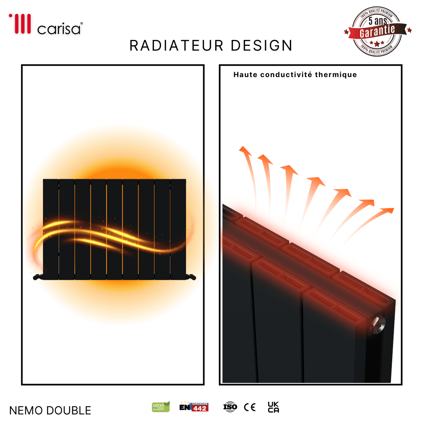 Carisa Nemo Radiateur en Aluminium Horizontal Design Moderne Anthracite