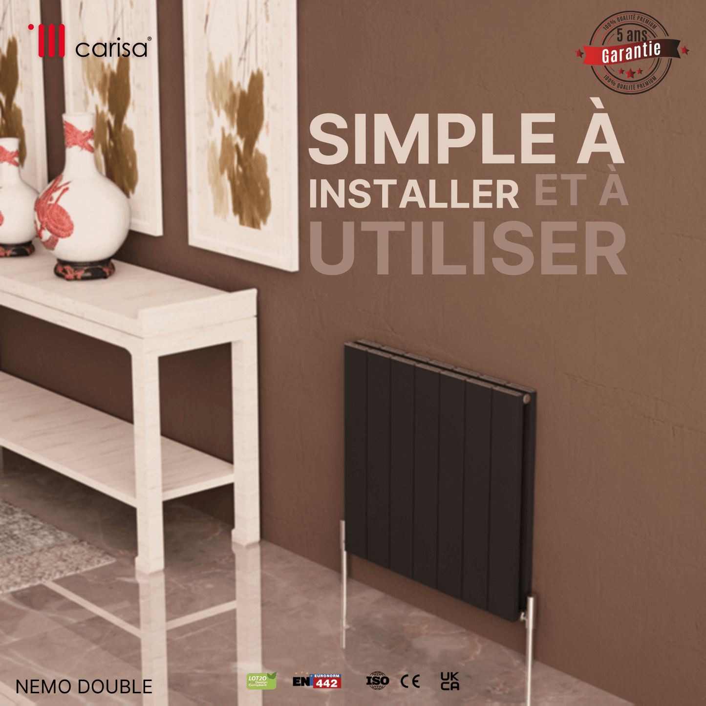 Carisa Nemo Radiateur en Aluminium Horizontal Design Moderne Anthracite