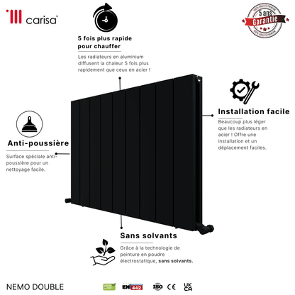 Carisa Nemo Radiateur en Aluminium Horizontal Design Moderne Anthracite
