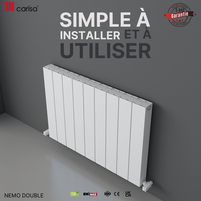 Carisa Nemo Radiateur en Aluminium Horizontal Design Moderne Blanc