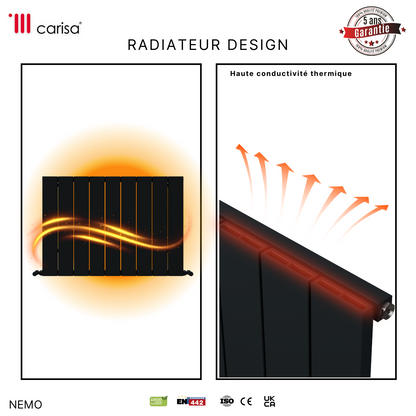 Carisa Nemo Radiateur en Aluminium Horizontal Design Moderne Gris foncé