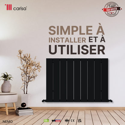 Carisa Nemo Radiateur en Aluminium Horizontal Design Moderne Gris foncé