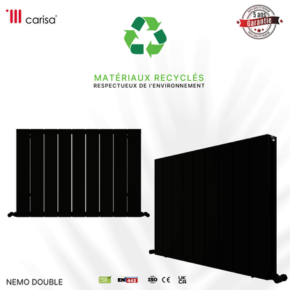 Carisa Nemo Radiateur en Aluminium Horizontal Design Moderne Noir