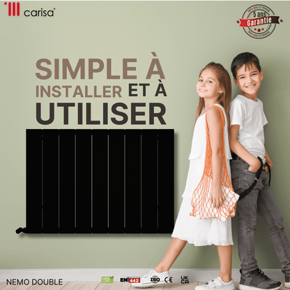 Carisa Nemo Radiateur en Aluminium Horizontal Design Moderne Noir