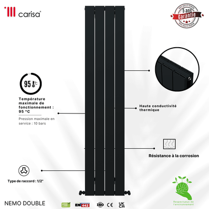Carisa Nemo Radiateur en Aluminium Vertical Design Moderne Anthracite