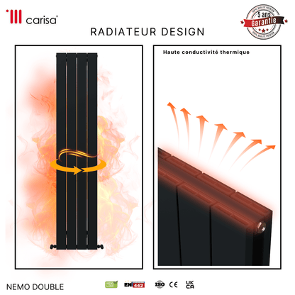Carisa Nemo Radiateur en Aluminium Vertical Design Moderne Anthracite
