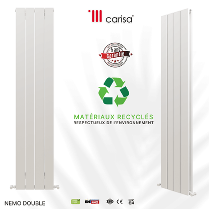 Carisa Nemo Radiateur en Aluminium Vertical Design Moderne Blanc