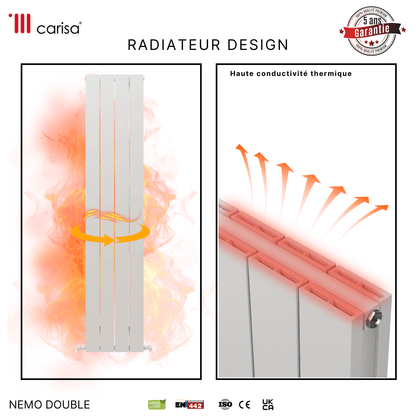 Carisa Nemo Radiateur en Aluminium Vertical Design Moderne Blanc