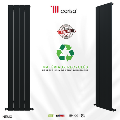 Carisa Nemo Radiateur en Aluminium Vertical Design Moderne Gris foncé