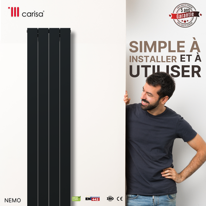 Carisa Nemo Radiateur en Aluminium Vertical Design Moderne Gris foncé